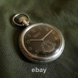 A Lunser Berlin Buren Pocket Watch German Army 1940s Ww II 2 Military Black N Dh