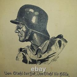 Affiche encadrée de soldats solides de l'armée allemande de la Seconde Guerre mondiale 100 % originale