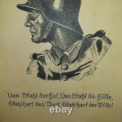 Affiche encadrée de soldats solides de l'armée allemande de la Seconde Guerre mondiale 100% originale