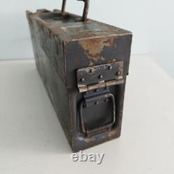 Ancienne boîte d'ammunition militaire MG34 MG42 Allemagne Boîte en métal WEHRMACHT ARMÉE Seconde Guerre mondiale WWII