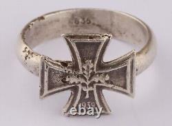 Anneau GERMAN IRON Cross Soldiers AMULET Bijoux WWII ww2 en argent sterling 835 de l'ARMÉE