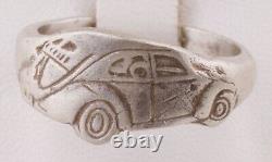 Anneau allemand de voiture Volkswagen de la Seconde Guerre mondiale WW2 Allemagne Kdf-Wagens 835 argent sterling armée