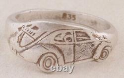 Anneau allemand de voiture Volkswagen de la Seconde Guerre mondiale WW2 Allemagne Kdf-Wagens 835 argent sterling armée