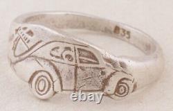 Anneau allemand de voiture Volkswagen de la Seconde Guerre mondiale WW2 Allemagne Kdf-Wagens 835 argent sterling armée