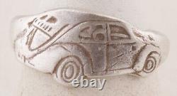 Anneau allemand de voiture Volkswagen de la Seconde Guerre mondiale WW2 Allemagne Kdf-Wagens 835 argent sterling armée