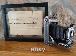 Appareil photo allemand Ww2 Voigkander de 120 mm des années 1930 avec document militaire de l'armée américaine de 1945