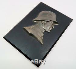 Armée Allemande Ww2 Bronze Officier Médaille Soldat Buste Plaque Murale De Bureau Uniforme