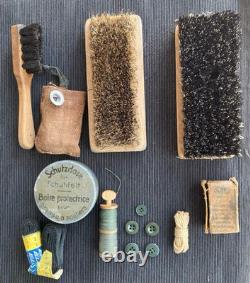 Armée allemande Seconde Guerre mondiale kit de campagne allemand vintage brosse et set de couture avec pochette M