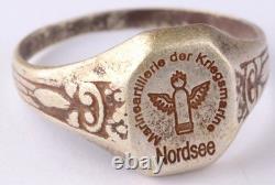 Artillerie navale Nordsee 835 argent anneau allemand de la Seconde Guerre mondiale WWII Mer du Nord Allemagne Armée W
