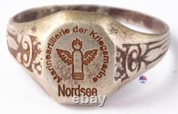 Artillerie navale Nordsee 835 argent anneau allemand de la Seconde Guerre mondiale WWII Mer du Nord Allemagne Armée W