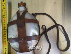 Authentique gourde en aluminium de l’armée allemande de la Seconde Guerre mondiale, marquée RFI 39, avec sangle en cuir