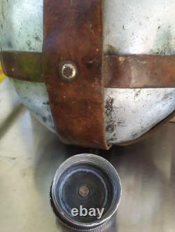 Authentique gourde en aluminium de l’armée allemande de la Seconde Guerre mondiale, marquée RFI 39, avec sangle en cuir
