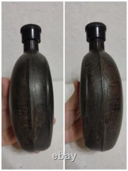 Authentique gourde tropicale en résine de bois marquée de la DAK de l’armée allemande de la Seconde Guerre mondiale, en noix de coco