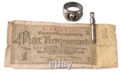 Bague allemande WWII Billet de banque 1 Rentenmark 1937 Berlin WW2 Pendentif Armée Wehrmacht