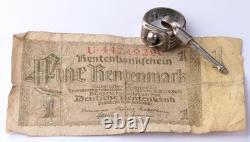 Bague allemande WWII Billet de banque 1 Rentenmark 1937 Berlin WW2 Pendentif Armée Wehrmacht