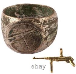 Bague allemande de la Seconde Guerre mondiale Pendentif MP-40 mitrailleuse Armée Wehrmacht