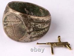 Bague allemande de la Seconde Guerre mondiale Pendentif MP-40 mitrailleuse Armée Wehrmacht