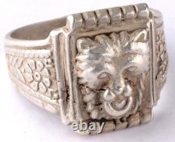 Bague allemande de la Seconde Guerre mondiale en argent 830, insigne photo ours de la Wehrmacht de l'armée allemande