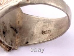 Bague allemande de la Seconde Guerre mondiale en argent 830, insigne photo ours de la Wehrmacht de l'armée allemande