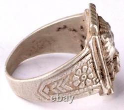 Bague allemande de la Seconde Guerre mondiale en argent 830, insigne photo ours de la Wehrmacht de l'armée allemande