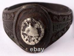 Bague allemande de la Seconde Guerre mondiale, ensemble de boutons de chapeau, insigne de l'armée allemande Wehrmacht