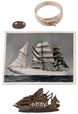 Bague allemande de la Seconde Guerre mondiale, miniature de cuirassé de la WWII, armée allemande Wehrmacht, force gothique