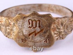 Bague allemande de mécanicien de signal 1941 de la Seconde Guerre mondiale Wehrmacht Force gothique