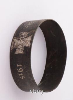 Bague croix de fer allemande pattée WW1 WWI WW2 Allemagne WWII Bracelet Balle 1915 Armée