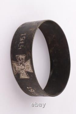 Bague croix de fer allemande pattée WW1 WWI WW2 Allemagne WWII Bracelet Balle 1915 Armée