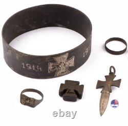 Bague croix de fer allemande pattée WW1 WWI WW2 Allemagne WWII Bracelet Balle 1915 Armée