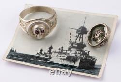 Bague de marine allemande de la Seconde Guerre mondiale Bouton Crâne Ancre Armée d'Allemagne Wehrmacht Marine