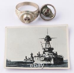 Bague de marine allemande de la Seconde Guerre mondiale Bouton Crâne Ancre Armée d'Allemagne Wehrmacht Marine