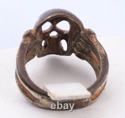 Bague en forme de crâne d'armée pour hommes Goth WW2 Pendentif allemand de la marine de la Seconde Guerre mondiale Cuirassé Krieg.