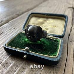 Bague militaire vintage en argent avec crâne et os de l'armée allemande taille 12,5 Première Guerre mondiale/Seconde Guerre mondiale