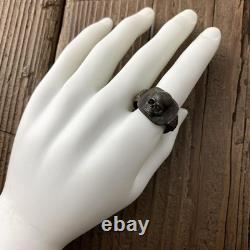 Bague militaire vintage en argent avec crâne et os de l'armée allemande taille 12,5 Première Guerre mondiale/Seconde Guerre mondiale