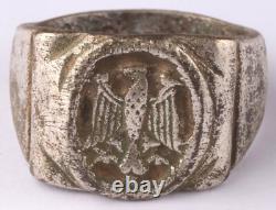 Bague sigillaire de l'armée avec aigle allemand en argent, pendentif Tirol pendant la Seconde Guerre mondiale, taille 11.5.