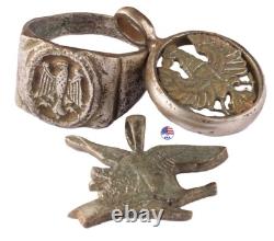 Bague sigillaire de l'armée avec aigle allemand en argent, pendentif Tirol pendant la Seconde Guerre mondiale, taille 11.5.