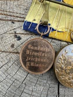 Barre de médailles originale de l'armée impériale allemande de la Première Guerre mondiale, 3 médailles de la guerre prussienne, Kaiser