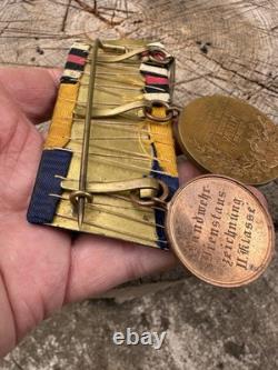 Barre de médailles originale de l'armée impériale allemande de la Première Guerre mondiale, 3 médailles de la guerre prussienne, Kaiser