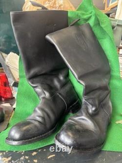 Bottes à tige de l’armée allemande Knobelbecher en cuir noir avec semelles en caoutchouc US 11 1/2