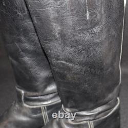 Bottes d’équitation en cuir noir pour officiers de la Wehrmacht de l’armée allemande de la Seconde Guerre mondiale, grande taille, souples