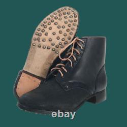 Bottes de combat reproduites en cuir noir à clous de style armée allemande de la Seconde Guerre mondiale