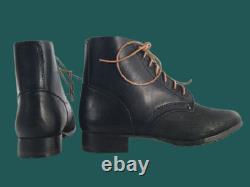 Bottes de combat reproduites en cuir noir à clous de style armée allemande de la Seconde Guerre mondiale