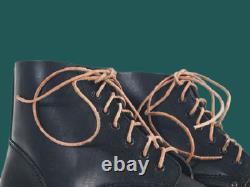 Bottes de combat reproduites en cuir noir à clous de style armée allemande de la Seconde Guerre mondiale