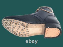 Bottes de combat reproduites en cuir noir à clous de style armée allemande de la Seconde Guerre mondiale