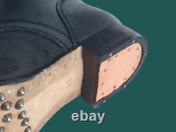 Bottes de combat reproduites en cuir noir à clous de style armée allemande de la Seconde Guerre mondiale
