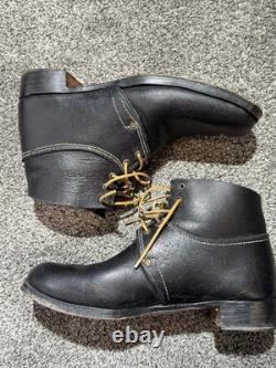 Bottes de tranchée basses vintage pour hommes de la WWII, taille 11.5 E, en cuir suédé ciré