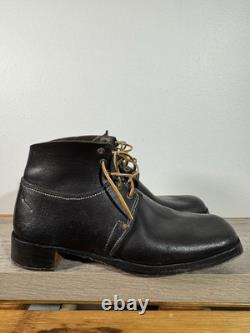 Bottes de tranchée basses vintage pour hommes de la WWII, taille 11.5 E, en cuir suédé ciré