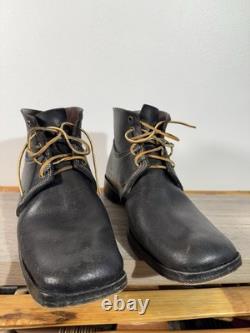 Bottes de tranchée basses vintage pour hommes de la WWII, taille 11.5 E, en cuir suédé ciré