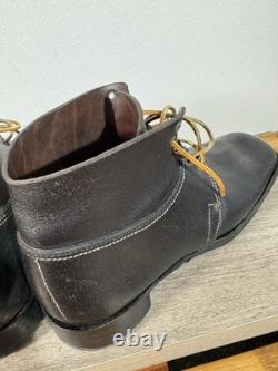 Bottes de tranchée basses vintage pour hommes de la WWII, taille 11.5 E, en cuir suédé ciré
